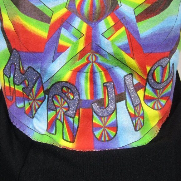 VTG Leather PRIDE PSYCHEDELIC Hippie Goddess Magic Rainbow Vest Biker S M - Picture 3 of 11